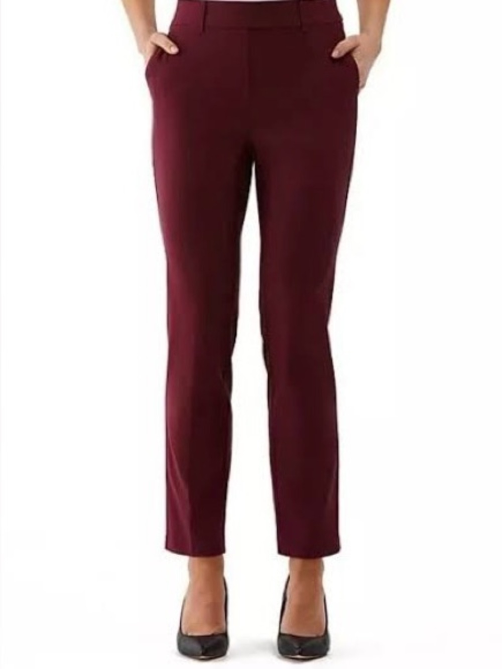 NWT RAFAELLA Wine-Colored Stretch Ankle Pants 10066